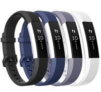 Tobfit Compatible with Alta Bands, 4 Pack, Soft TPU Classic Accessories Replacement Bands Compatible with Alta HR/Ace, Small Large (Large, Black/Blue/Gray/White)