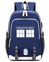 Timmor Dr Who Laptop Backpack with USB Charging Port, Middle School College Bookbags for Women Men.(Blue2)