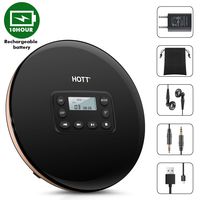 CD Player Portable,HOTT Latest Rechargeable Compact Walkman Personal CD Player with AUX Cable Headphone Electronic Skip Protection Anti-Shock Function for Kids/Adults with 10 Hours Playtimes(Black)