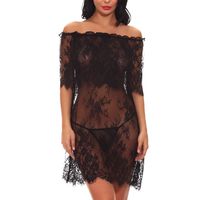 Uscahrm Womens Plus Size Lingerie Mesh See Through Babydoll Lace Chemise V Neck Halter Sleepwear Nightgowns(Black,2XL)