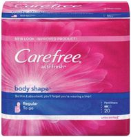 Carefree Body Shape Regular To-Go Pantiliners, Unscented, 20 Count