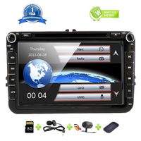 8 Inch Car Radio Touch Screen Double Din Head Unit Car Receiver Stereo in Dash GPS Navigation with Bluetooth CD DVD for Volkswagen VW Passat Golf MK5 Jetta Tiguan T5 Skoda Seat with Backup Camera