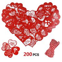 Konsait 200 PCS Valentine Gift Tags Kraft Paper Gift Tags Heart shape Hang Tags for Valentine's Day Decorations Gift Wedding Party Favors with 20m Jute Twine