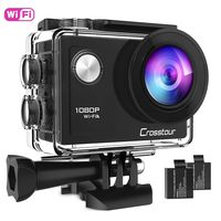 Crosstour Action Camera Full HD 1080P Wifi Underwater 40 Meters with 2 Rechargeable 1050mAh Batteries and IP68 Waterproof Case for Vlog