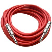Seismic Audio - SATRX-25Red - 25 Foot Red 1/4" TRS Patch Cable - Balanced Cord - Effects