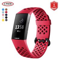 FunBand for Fitbit Charge 3 Strap Bands, Easy Adjust Breathable with Ventilation Holes Soft Silicone Sport Replacement Accessory Bracelet Straps for Fitbit Charge 3 Fitness Activity Wristband