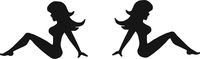 Mudflap Girl Stickers Pack of 2 Forward and Reverse Vinyl 5"x3.3" (Black)