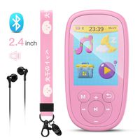 AGPTEK MP3 Player for Kids, Children Music Player with Bluetooth, Built-in Speaker 8GB, 2.4 Inch Color Screen, Support FM Radio, Video, Voice Recorder, Expandable Up to 128GB,Pink