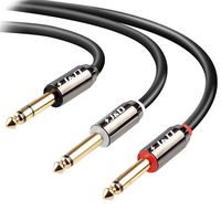 J&D 6.35 mm to 2x 6.35 mm Cable, Gold Plated [Copper Shell] [Heavy Duty] 6.35mm 1/4" TRS Male to Dual 6.35mm 1/4" TS Male Mono Insert Cable Stereo Audio Adapter Y Splitter Cable - 9 Feet