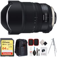 Tamron SP 15-30mm F/2.8 Di VC USD G2 Lens for Nikon Full-Frame & APS-C DSLRs (AFA041N-700) + 64GB Memory Card + Photo Camera Sling Backpack + Vanguard 60" Video Tripod + All-in-One Cleaning Kit
