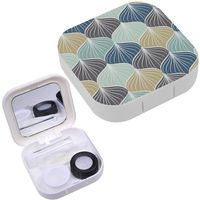 Portable Contact Lens Case Box Travel Kit Mirror + Bottle + Tweezers Container Holder [ Geometric ]