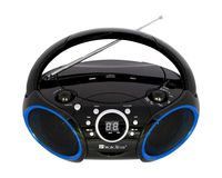 SINGING WOOD Portable CD Player AM FM Radio with Aux Line in, Headphone Jack, Foldable Carrying Handle (Black with a Touch of Blue Rims)
