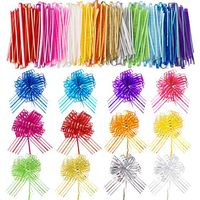 Pull Bow Large Organza Pull Bow Gift Wrapping Pull Bow with Ribbon for Wedding Gift Baskets, 6 Inches Diameter (Mixed Color, 24 Pieces)