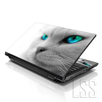 LSS 15 15.6 inch Laptop Notebook Skin Sticker Cover Art Decal Fits 13.3" 14" 15.6" 16" HP Dell Lenovo Apple Asus Acer Compaq (Free 2 Wrist Pad Included) Blue Eyed Cat