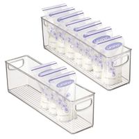 mDesign Storage Organizer Container Bin for Kids/Child Supplies in Kitchen, Pantry, Nursery, Bedroom, Playroom - Holds Breast Milk Pouches, Formula, Bottles, Baby Food - 16" Long, 2 Pack - Clear