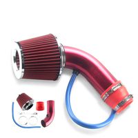 Anbull 3 inch 76mm Universal Cold Air Intake Pipe Kit, Aluminium Automotive Air Intake Air Filter Induction Flow Hose Pipe Kit (Red)