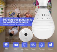 OUYAWEI Bulb Lamp Wireless IP Camera WiFi 960P Panoramic FishEye Home Security CCTV Camera 360 Degree Night Vision Camera 1.3 Million Dual Light Sources White + Infrared