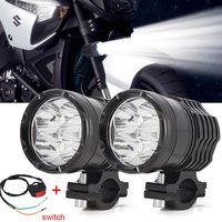 Motorcycle Driving Lights, 2Pcs 40W Spotlights Fog Auxiliary Lights Cree 12V 24V Front Work Universal Headlight For E-Bike Truck Jeep Car Boat With Switch