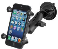 Ram Mount Twist Lock Suction Cup Mount with Universal Cell Phone Holder, Black, RAM-B-166-UN7U (Renewed)