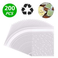 Self Adhesive Treat Bag Cellophane Treat Bags Self-adhesive Sealing Treat Bags White Polka Dot Treat Bags OPP Plastic Bag for Bakery, Candy, Soap, Cookie (2.8 x 2.8 inches, 200 pcs)