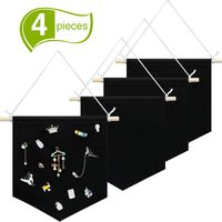 4 Pieces Wall Display Banners Blank Wall Canvas Banner Enamel Pin Banners for Display, Buttons and Label Collections (Black)