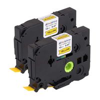 Molshine Compatible Heat Shrink Tube Label Tape, Replacement for Brother HSe631 HSe-631 HS631 HS-631 Black On Yellow 12mm x 1.5m (1/2 inch x 4.9 feet), 2 Pack