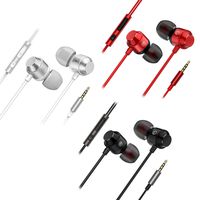 homEdge 3 Packs Metal Jacket Magnetic in-Ear Earphone with Mic and Remote Control，3.5mm Wired Aluminum Case Earbuds Headset Headphone for Smartphone, Desktop, Laptop, MP3, Walkman (Black+White+Red)