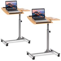 TANGKULA Adjustable Laptop Notebook Desk Table Stand Holder Swivel Home Office Wheels (2 x Wood Table)