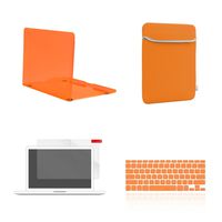 TOP CASE - 4 in 1 Essential Bundle Crystal Hard Case + Sleeve + Keyboard Cover + Screen Protector Compatible Older Gen. MacBook Pro 15" with Retina Model: A1398 (Release 2012-2015) -Orange