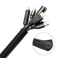 Keco 10ft - 1 inch Cable Management Sleeve Wire Loom Cord Protector - Self Wrap Cable Sleeve Split Sleeving Cord Organizer for TV Computer Automotive Office Home Entertainment - Black