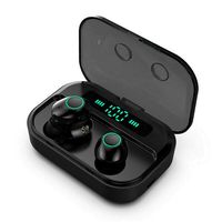 Wireless Bluetooth Headphones 2019 5.0 TWS Mini Waterproof Earbuds Stereo Sound with Binaural Mode & LED Digital Power Display, Black