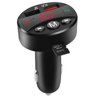 Bluetooth FM Transmitter for Car, TEMEISI Wireless in-Car Radio Transmitter Adapter Car Kit with USB Car Charger, Car MP3 Music Player Support TF Card and USB Flash Drive (Black-Y18)