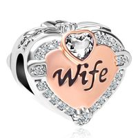 CharmSStory Rose Gold Wife Heart Love Beads Charms for Bracelets & Necklaces (White)