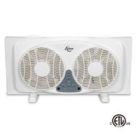 JPOWER Digital Window Fan with Twin 9-Inch Reversible Airflow Blades and 3-Speed Fan Switch with Built-in Thermostat, ETL Safety Listed