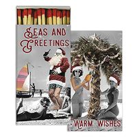 HomArt Large Decorative Seas and Greetings Candle and Fireplace Wood Matches (Set of 10)