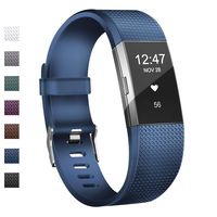 Wekin Replacement Bands Compatible with Fitbit Charge 2, Adjustable Silicone Sport Accessory Wristband Straps for Charge 2 HR Fitness Tracker Small Large Women Men