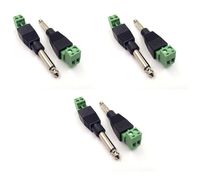 Lheng 6.35mm Audio Video TS Mono Male to 2 Pin Screw Terminal Female AUX Headphone Balum Converter Adapter 6Pcs