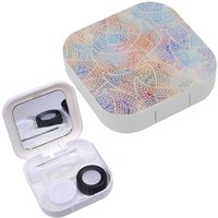 Portable Contact Lens Case Box Travel Kit Mirror + Bottle + Tweezers Container Holder [ Low Poly Ornamental ]