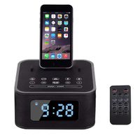 HLL Alarm Clock Bluetooth Speaker Lightning iPhone Charging Dock S1Pro Black USB Port to Charge Any USB Device with Snooze,FM Radio