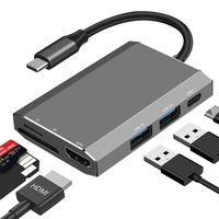 USB C Hub HDMI Adapter - 6 in 1 USB C Adapter with 4K USB-C to HDMI, SD/TF Card Reader, 2 USB 3.0 Ports, Type C Charging Compatible MacBook Air, Mac Pro 13/15(Thunderbolt 3), ChromeBook and More(Gray)