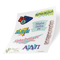 Alpha Delta Pi 90's Themed Sticker Sheet Decal Laptop Water Bottle Car ADPi (Full Sheet - 90's)
