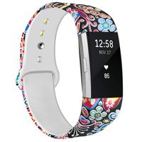 NAHAI Bands Compatible with Fitbit Charge 2, Soft Silicone Pattern Printed Replacement Bands Adjustable Sport Wristbands Strap Accessories for Fitbit Charge 2, Women Men, Small, Jellyfish