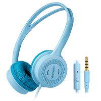 AFUNTA Girls Boys Kids Headphone, 85db Volume Limited / 3.5mm Audio Jack/Microphone/1.2m Long Cord, ONIKUMA Children Ears Headset Compatible Smartphone Tablet PC School, Age 3-12 (Blue)