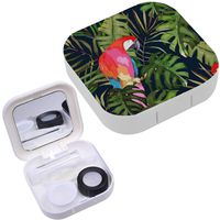 Portable Contact Lens Case Box Travel Kit Mirror + Bottle + Tweezers Container Holder [ Tropical Palm Tree ]
