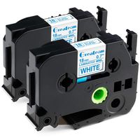 2 Pack Replace Brother P Touch 18mm Label Tape Blue on White, Compatible Brother 18mm 0.7 Inch Laminated Tape for Brother Label Maker PT-2730 PT-1830, 3/4" x 26.2 ft Standard Laminated Tape