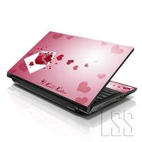 LSS Laptop 17-17.3" Skin Cover with Colorful Pink Heart Envelope Pattern for HP Dell Lenovo Apple Asus Acer Compaq - Fits 16.5" 17" 17.3" 18.4" 19" (2 Wrist Pads Free)