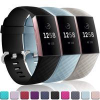 Wepro Bands Replacement Compatible Fitbit Charge 3 for Women Men Large, 3 Pack Sports Watch Band Strap Waterproof Wristband for Fitbit Charge 3 & Charge 3 SE Tracker, Large,Black, Slate Gray, Aqua