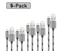 HappyDuck MFi iPhone Charger Lightning Cable 5-Pack 3ft 3ft 6ft 6ft 10ft MFi Certified Nylon Braided USB Charging & Syncing Cord Compatible iPhone X/8/7/6/iPad