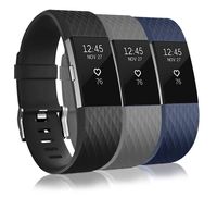 Bands Replacement Compatible for Fitbit Charge 2, Adjustable Wrist Accessories Sport Wristbands for Women&Men (Black-Gray-Deep Blue-L, Large)