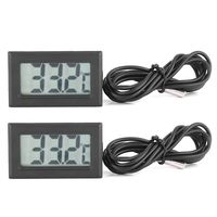 HERCHR 2Pcs Mini Digital Electronic Thermometer Kit with LCD Display, -50/110℃ Temperature Tester Set with Probes Fit for Car Home Indoor Outdoor Body Temperature, with 3.28ft Waterproof Wire, Black
